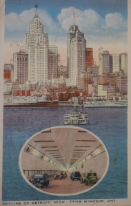 Skyline of Detroit, Michigan from Windsor, Ontario.