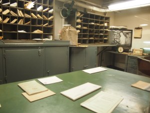 Mail room on a lower deck.